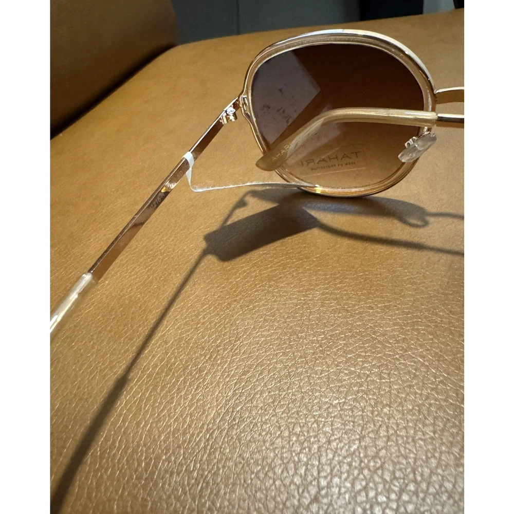 NWT TAHARI TH783 Brown Gold Aviator Authentic Sunglasses Gift idea /1018/ New